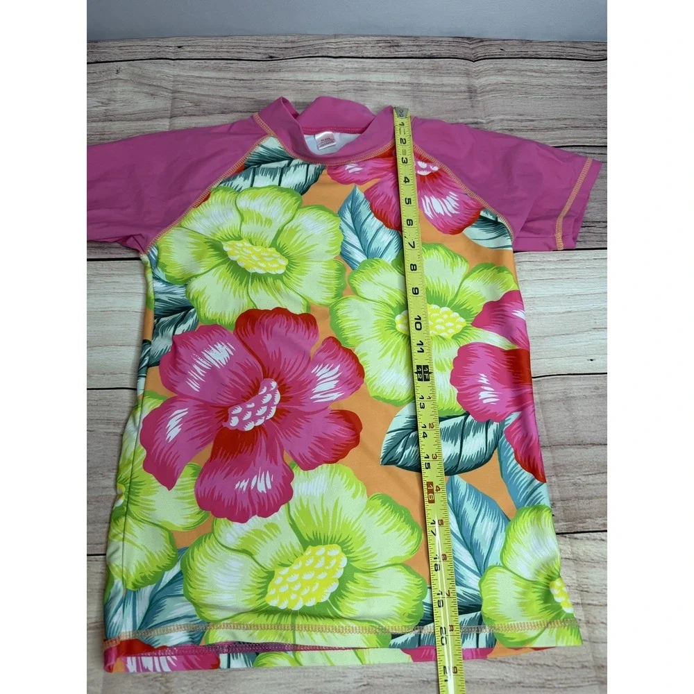 Girls Floral Short Sleeve Rashguard Size 14